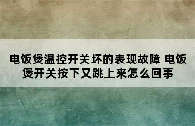 电饭煲温控开关坏的表现故障 电饭煲开关按下又跳上来怎么回事